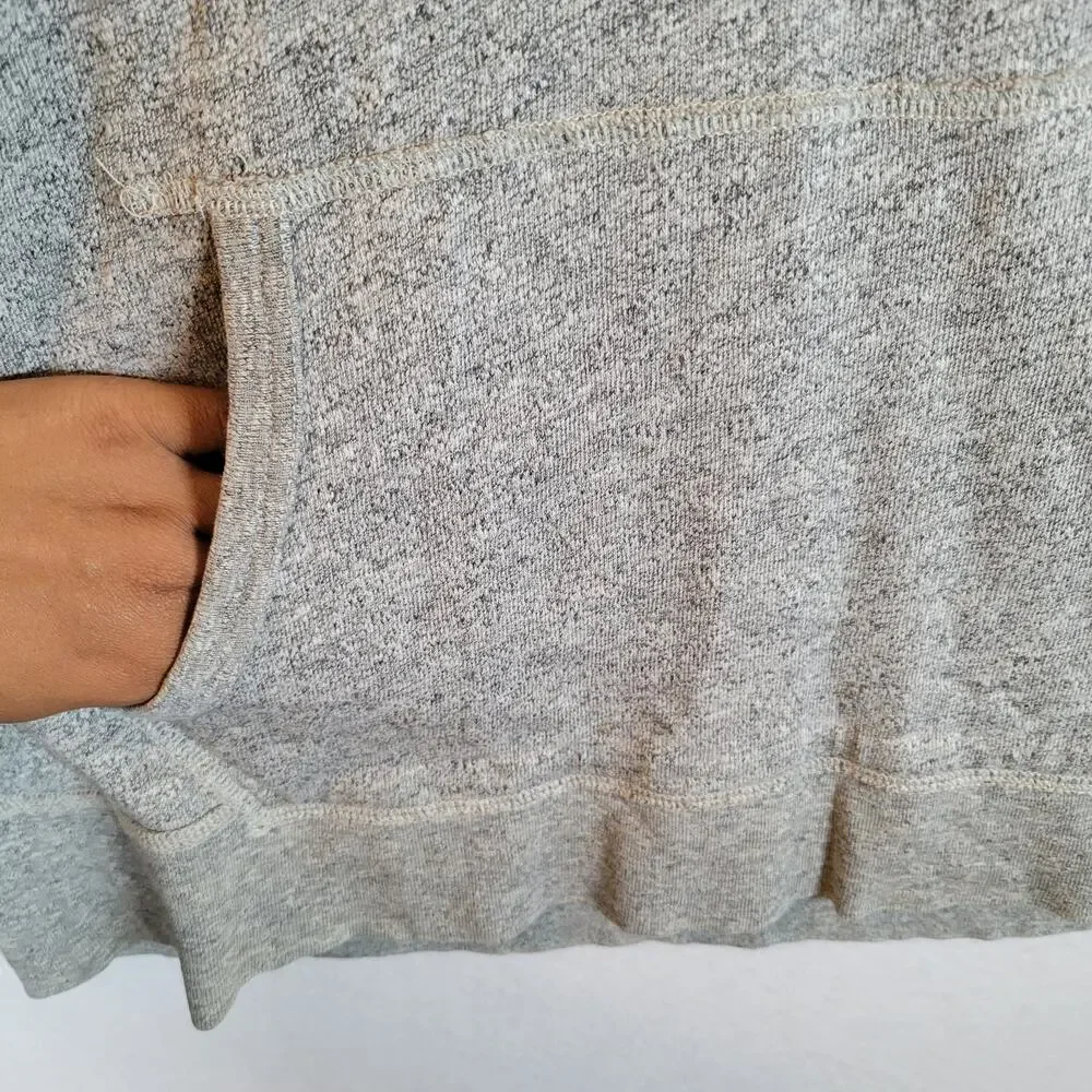 J. Crew Mens Cotton Pullover Pocket Button Hoodie Sweater Size XL Gray Preppy
